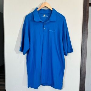 Carhartt Royal Blue Short Sleeve Cotton Casual Polo Shirt Men’s Button Collared